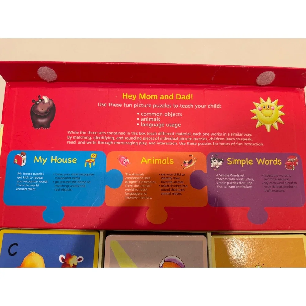 First Words Puzzle Set Kids Educational Learning Game Animals House Simple Words